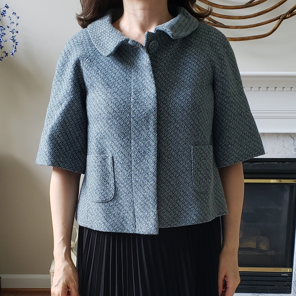 LOFT Tweed Cropped Jacket in Blue - Sz Women's 2P Petite